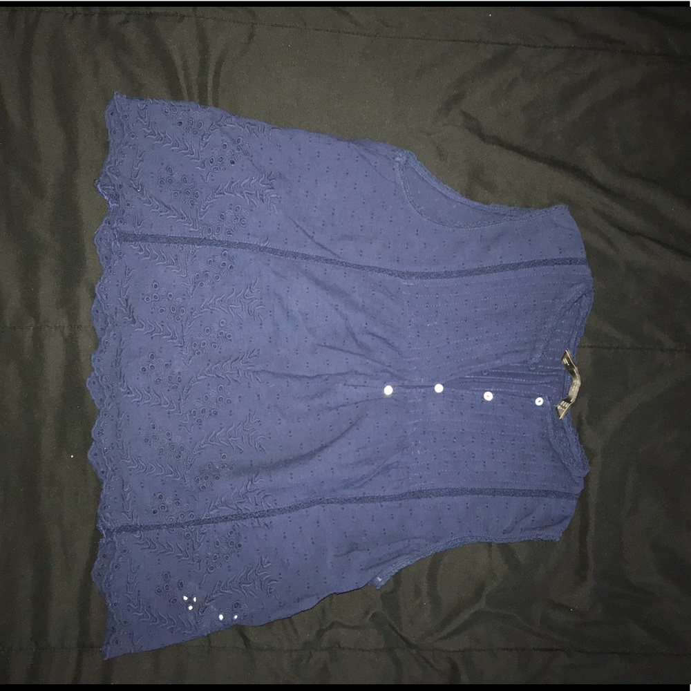ZARA TRF NAVY BLUE TOP WOMENS SMALL